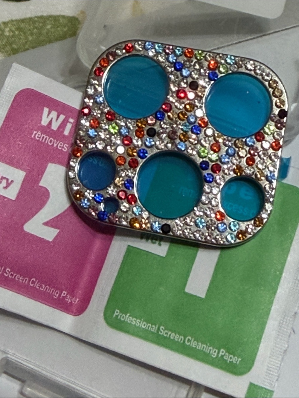 ✨New Apple iPhone 12 Pro Max Metal Rainbow Rhinestone Camera Lens Protector✨
